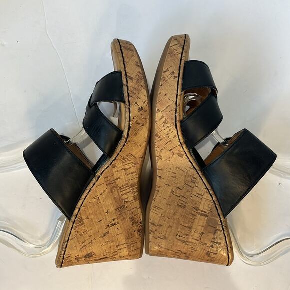 B.O.C Devona Leather Strap Cork Platform Wedge Slip on Mules Sandals Size 9 - Picture 5 of 9